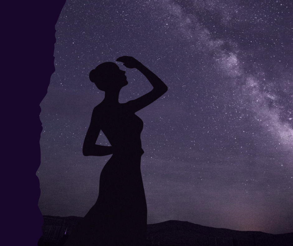 A silhouetted figure stands at the edge of a glowing galaxy, surrounded by constellations shaped like human neurons — symbolizing the connection between the cosmos and human consciousness.