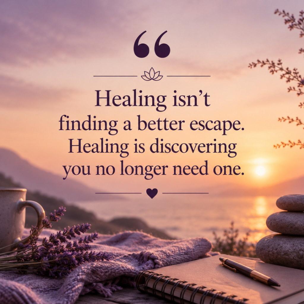 Inspirational quote about emotional regulation, healing, and finding peace within.